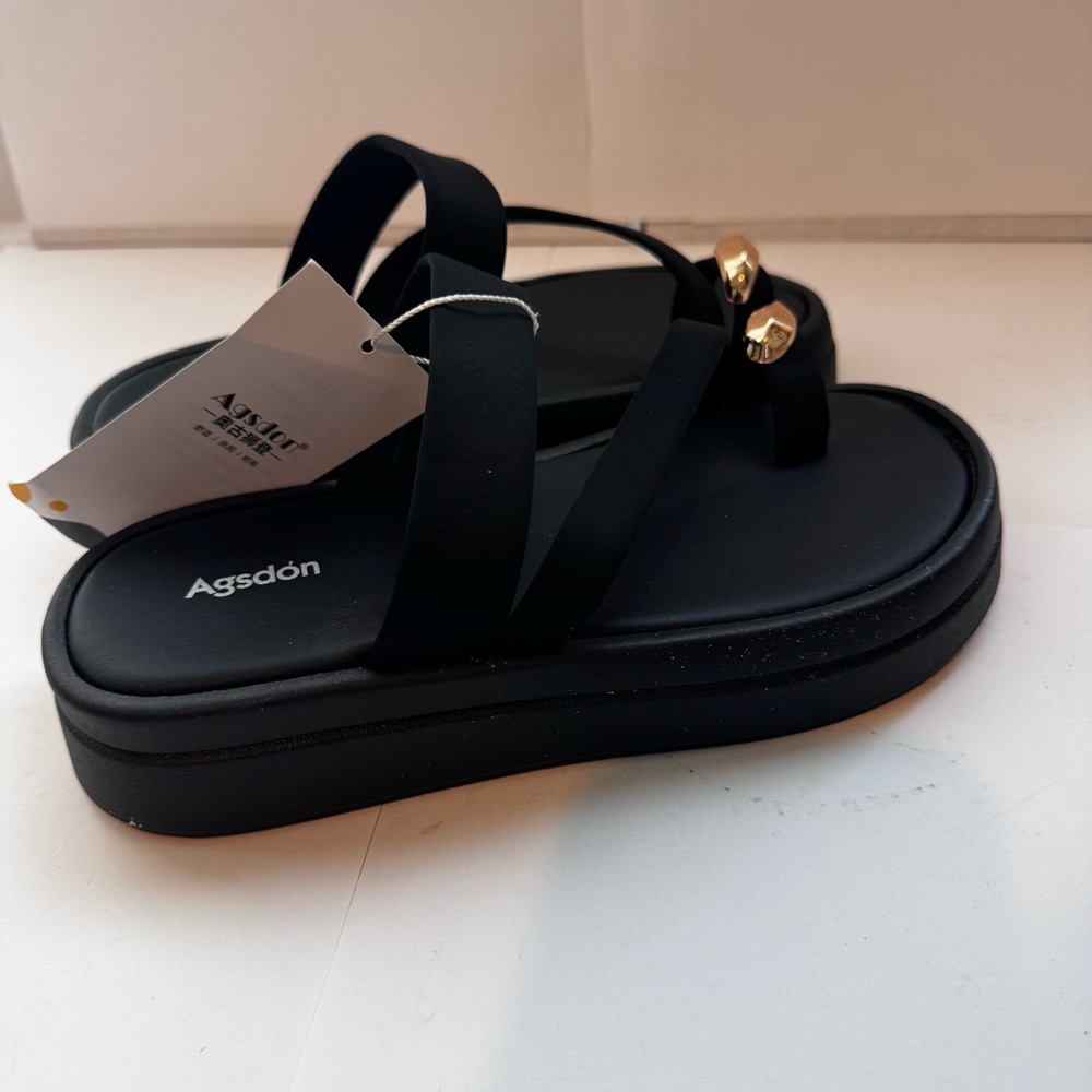 Black Strappy Slide Sandals Women’s size 6 - Picture 7 of 11
